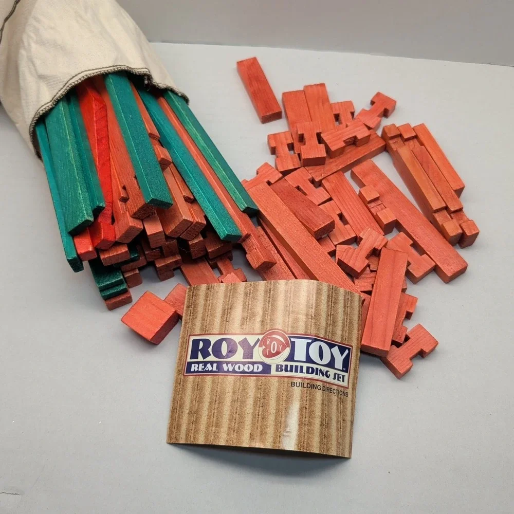 Roy Toy Log Cabin Playset 70 Pieces Made In USA Valley Forge